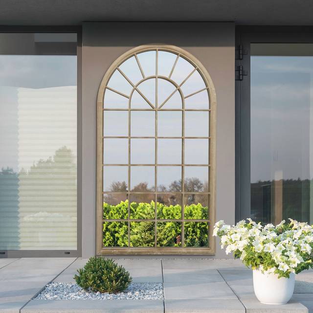 Somerley Extra Large Country Arch Indoor Outdoor Wall Mirror - Natural