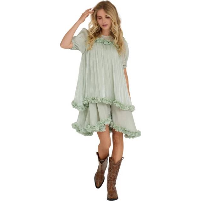 A-VIEW Daisi Ruffle Tiered Mini Dress, Dusty Mint
