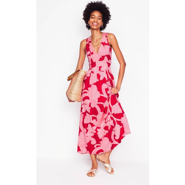 Boden Olympia Jersey A-Line Maxi Dress, Red/Multi