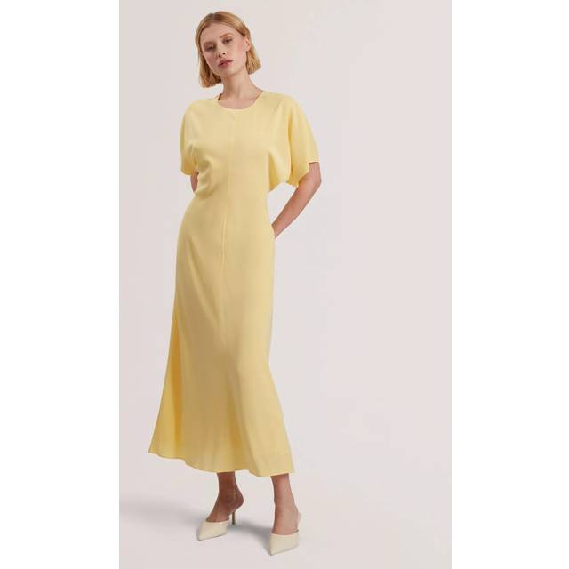 Ted Baker Maylei Slouch Sleeve Pure Silk Dress, Yellow