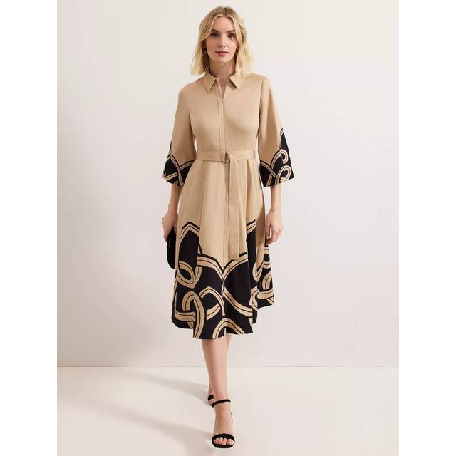 Phase Eight Breena Printed Midi Dress, Neutral