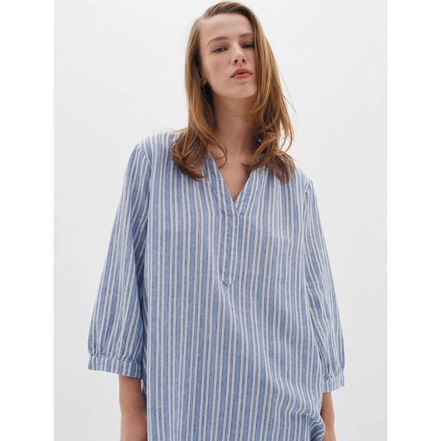 InWear Ellie Stripe Linen Blend Tunic Dress, Blue/Multi