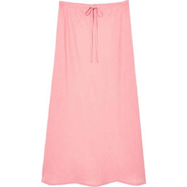 Mint Velvet Drawstring Pure Linen Maxi Skirt, Pink