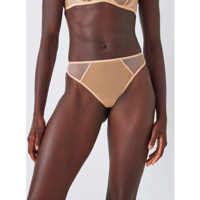 John Lewis Nicolette Mesh Brazilian Knickers, Caramel