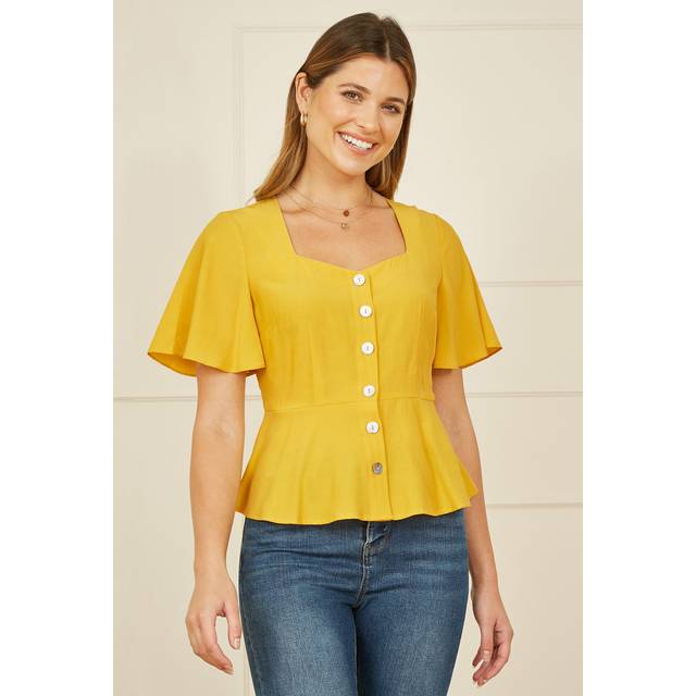 Yellow Button Up Top - 14
