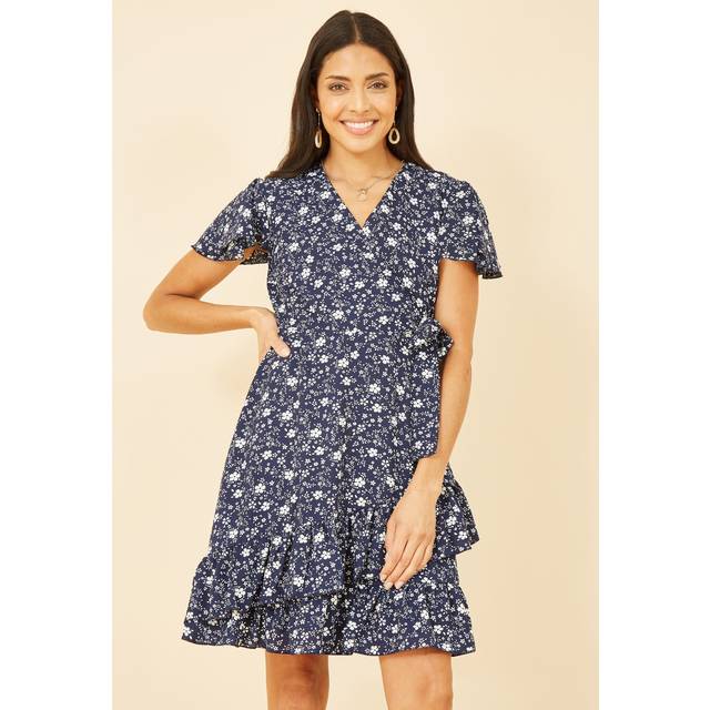 Yumi Women's Navy Floral Print Mini Skater Dress New Look - UK 16
