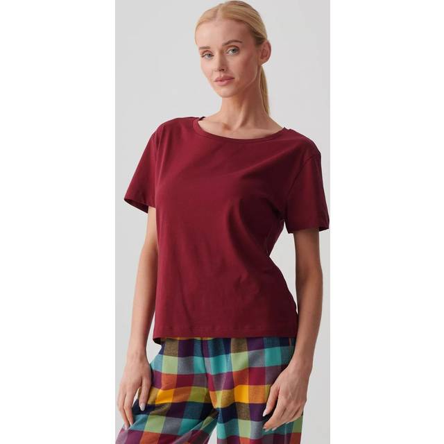 "Burgundy" Organic Cotton Scoop Neck T-Shirt - M