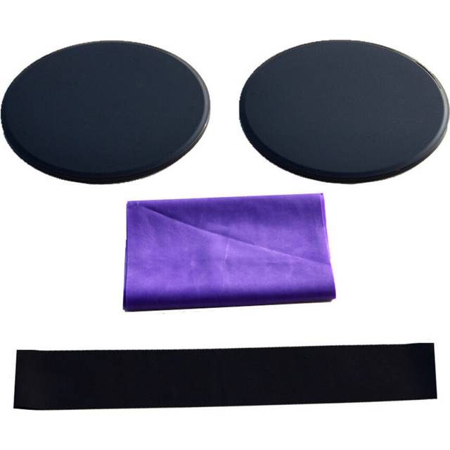 (Black) 3Pcs/Set Yoga Gliding Sliding Plate Elastic Band Resistance Bands Set Fitness Hip Muscle Training Yoga Kits