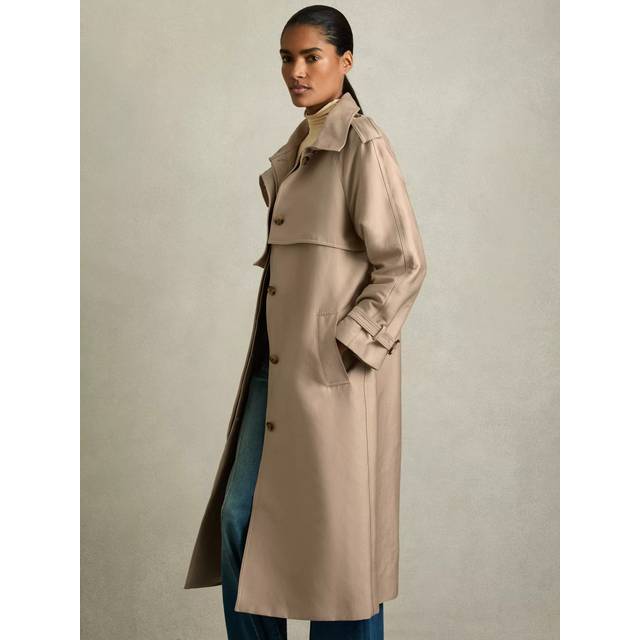 Reiss Petite August Single Breasted Trench Coat, Beige