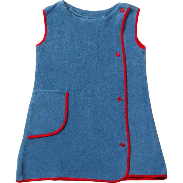 Little Green Radicals Kids' Classic Pinafore Cotton Towelling Dress, Blue/Red