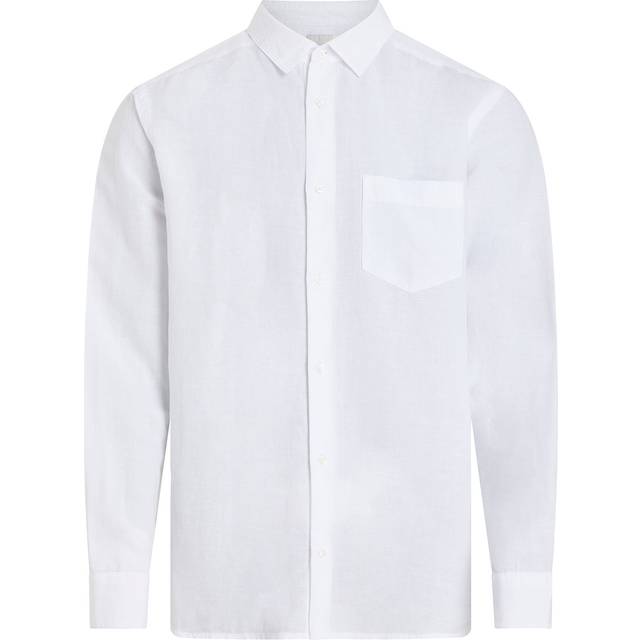 CALVIN KLEIN Linen Cotton Regular L/S Shirt |Vit |L