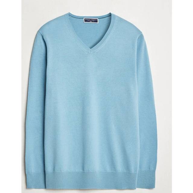 Charles Tyrwhitt Pure Merino V-Neck Jumper Aqua Green