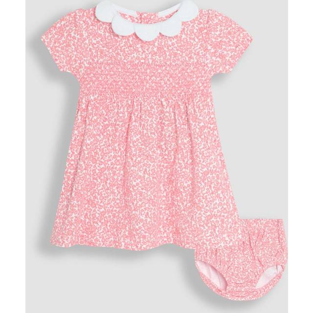 JoJo Maman Bébé Baby Ditsy Floral Smocked Dress and Bloomers, Pink