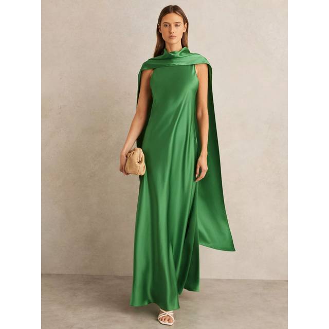 Reiss Fae Drape Satin Maxi Dress