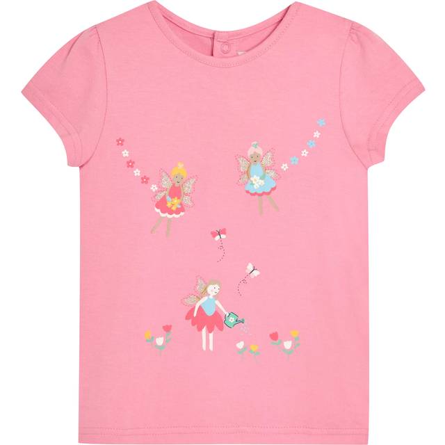 JoJo Maman Bébé Kids' Fairy Printed T-Shirt, Pink