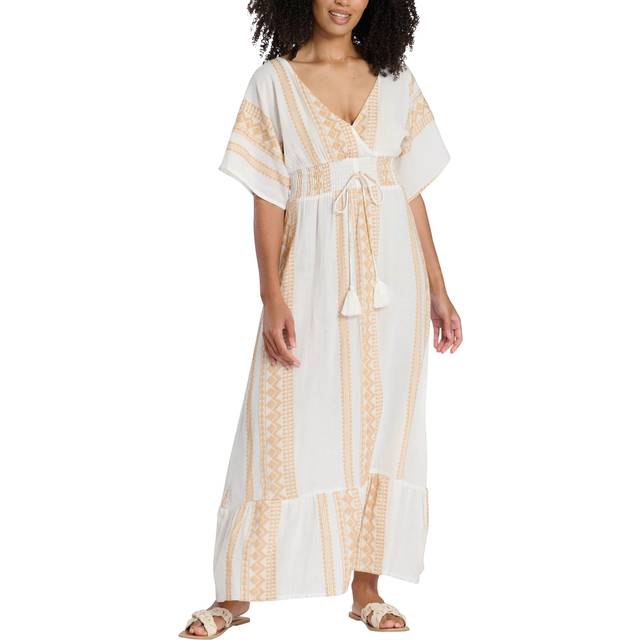 South Beach Jacquard Wrap Front Maxi Dress, Gold