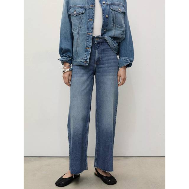 Mango Catherin High Rise Culotte Jeans, Blue