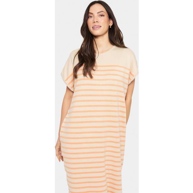 Saint Tropez, Klänning, Dam, S, Randig Klänning Dimma Orange Stripe - beige (S)