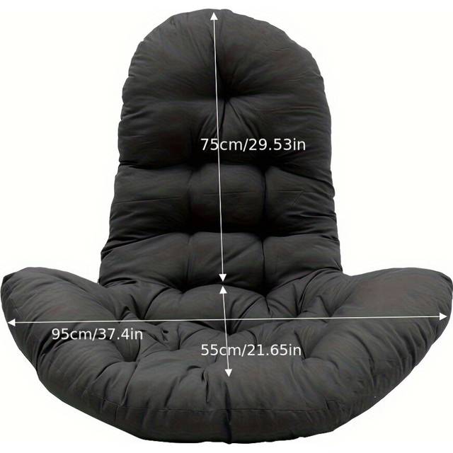 (Black) Rocker Chair Cushion Rattan Chair Cushion Solid Color, Comfortable Swing Cushion, Rattan Basket Cushion