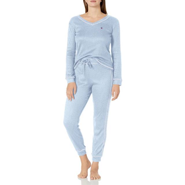 Tommy Hilfiger Women's Waffle-Knit Long Sleeve Jogger Pajama Set  Cham