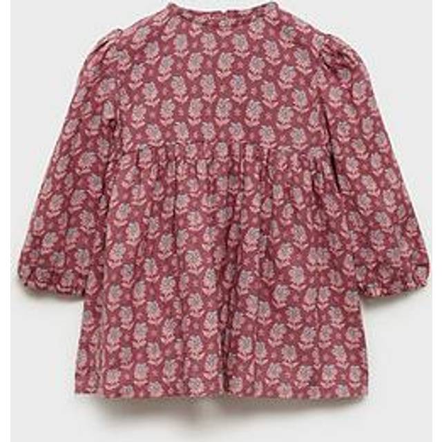 Mango Younger Girls Long Sleeve Dress - Dark Pink, Dark Pink, Size 2-3 Years - 2-3 YEARS