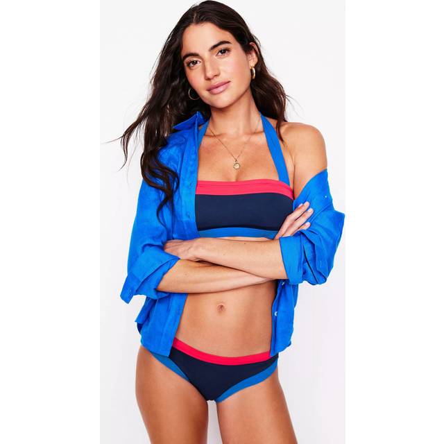 Boden Santorini Colour Block Bikini Bottoms, Navy/Coral Pink/Blue