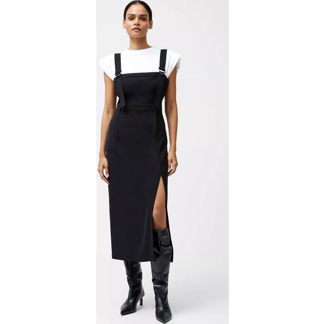 Harrie Suiting Pinafore Midi Dress Black