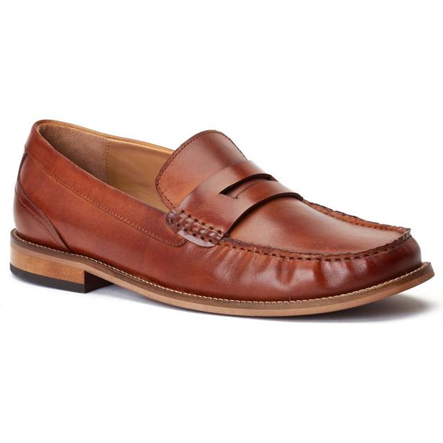 (Brown, 8 (Adults')) Base London Garfield Leather Men's Burnt Tan Loafers