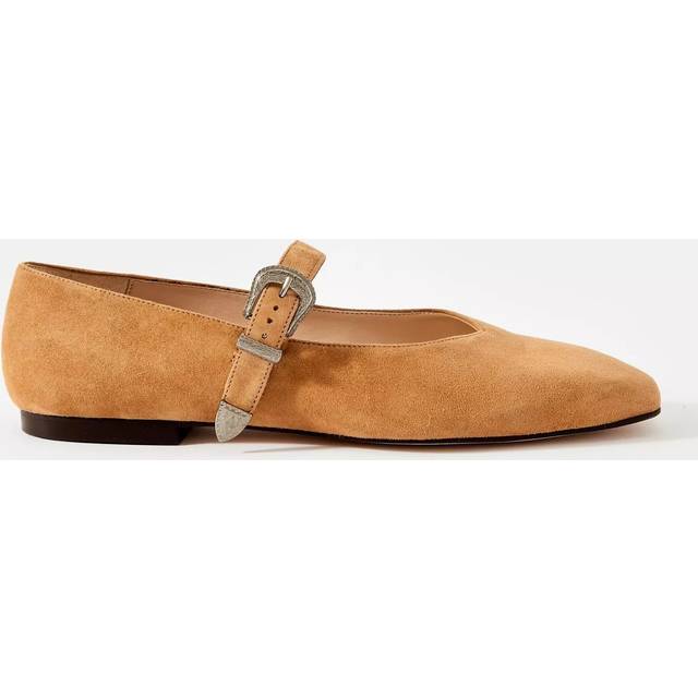 Mint Velvet Dina Suede Western Ballet Flats, Tan