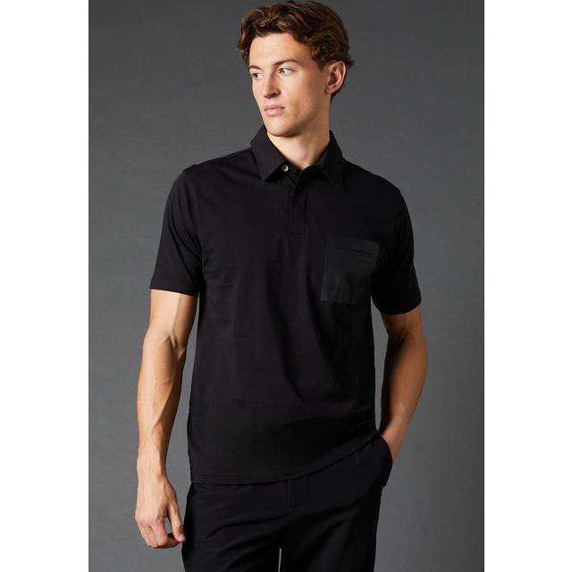 Mens Burton 1904 Contrast Pocket Mercerised Polo Shirt - Black