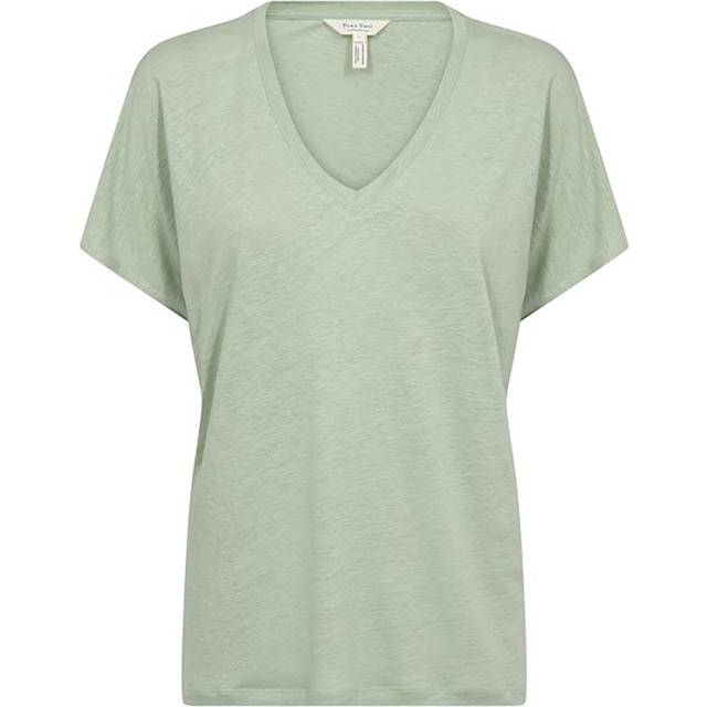 Part Two Axelines Linen Mix V Neck T-Shirt Green