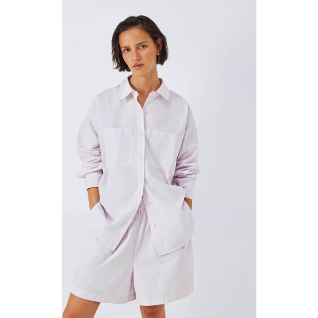 John Lewis ANYDAY Striped Cotton Boyfriend Shirt, Pink Stripe