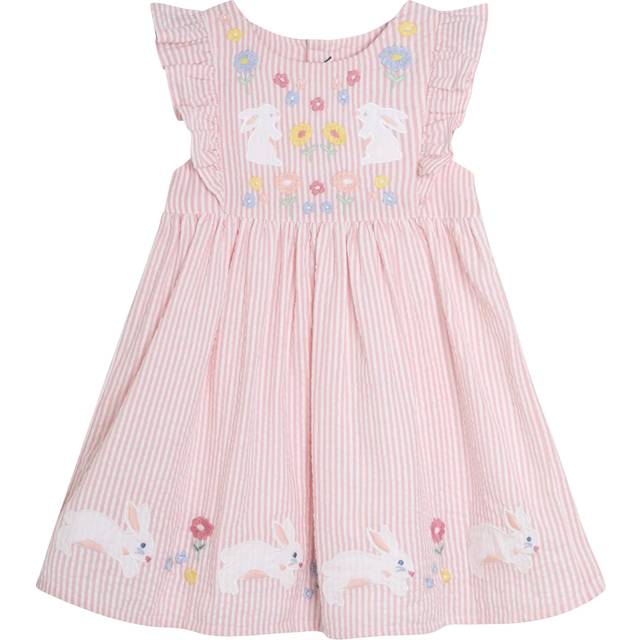 JoJo Maman Bébé Kids' Bunny Applique Pinafore Dress, Pink