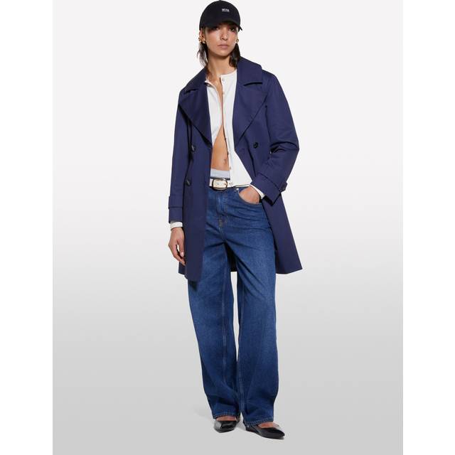 SISLEY Twill Longline Trench Coat, Blue