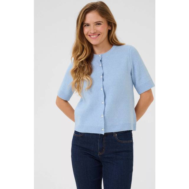 Kaffe, Stickade tröjor & koftor, Dam, XL, Mjuk Chambray Stickad Kofta - blue (XL)