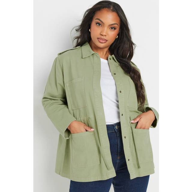 Yours Plus Size Sage Green Utility Style Denim Jacket Size 20