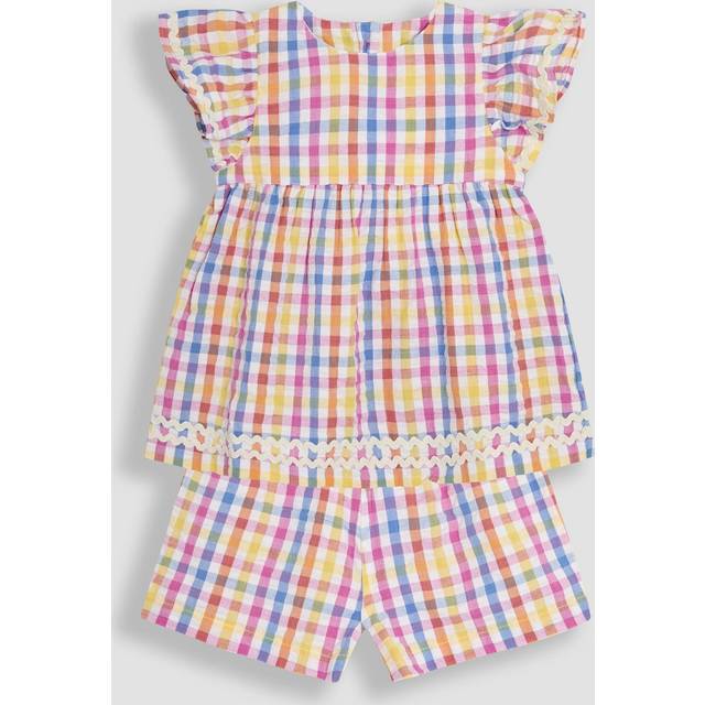 JoJo Maman Bébé Baby 2-Piece Gingham Top and Shorts Set, Red