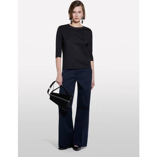 SISLEY Tulle Insert Blouse, Black