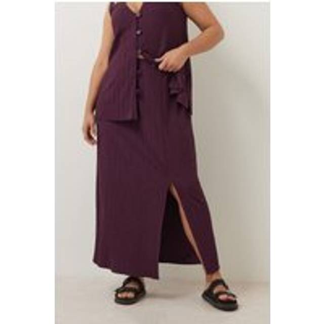 Yours Curve Purple Crinkle Plisse Maxi Skirt, Women's Curve & Plus Size, Yours - 14