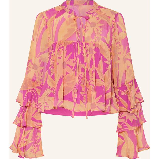 Phase Eight Annalisia Floral Ruffle Blouse, Pink/Multi