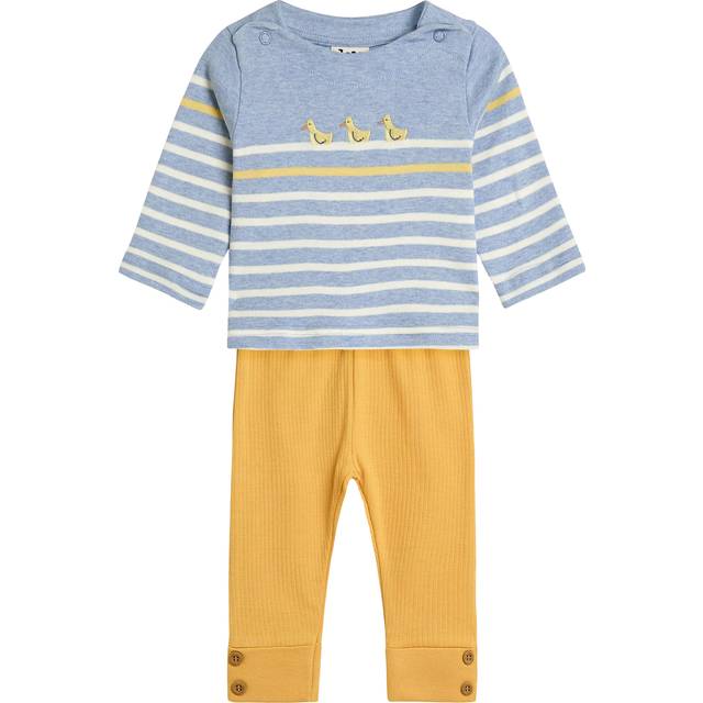 JoJo Maman Bébé Baby Embroidered Top & Rib Leggings Set, Blue