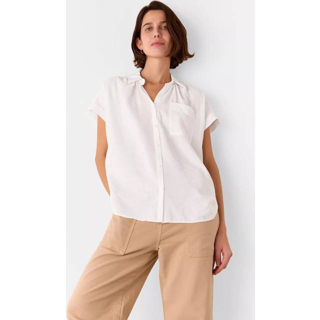 Whistles Nicola Crinkle Short Sleeve Shirt, White