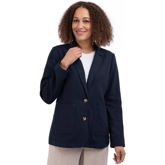 Rohan Sera Linen Blend Crease-Resistant Relaxed Blazer, Deep Navy