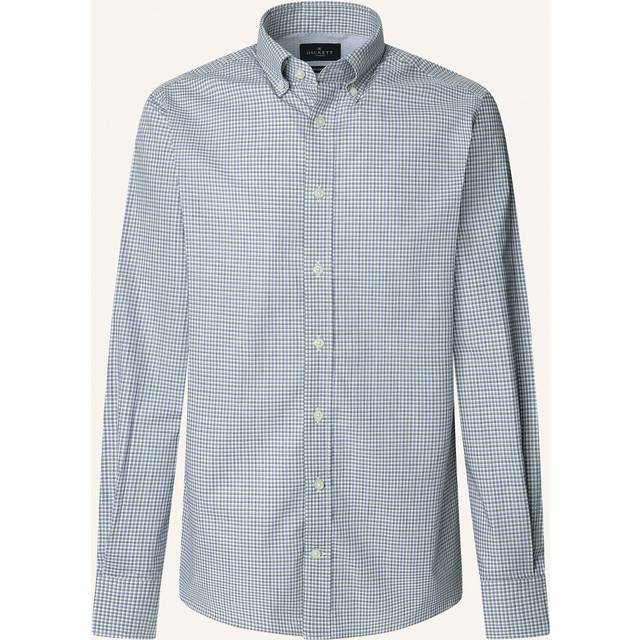Hackett London Cotton Tailored Fit Gingham Shirt, Ivy Green/Multi