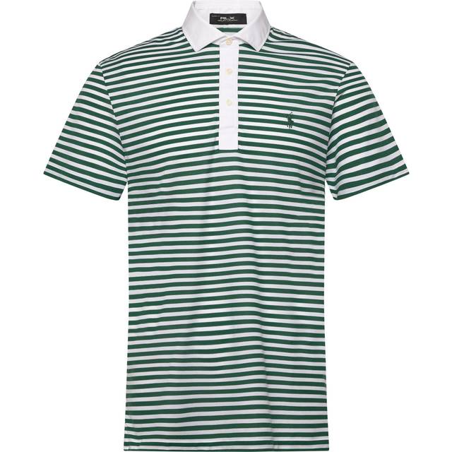Polo Golf by Ralph Lauren Cotton Blend Regular Fit Striped Polo Shirt, Ceramic White/Kelly Green