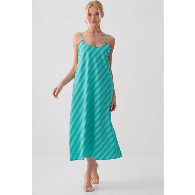 British Boxers New York Crisp Cotton Strappy Nightdress, Turquoise