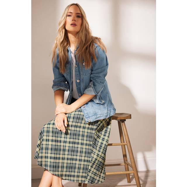 Lts Tall Blue Check Print Tiered Midaxi Skirt 10 Lts | Tall Women's Maxi Skirts