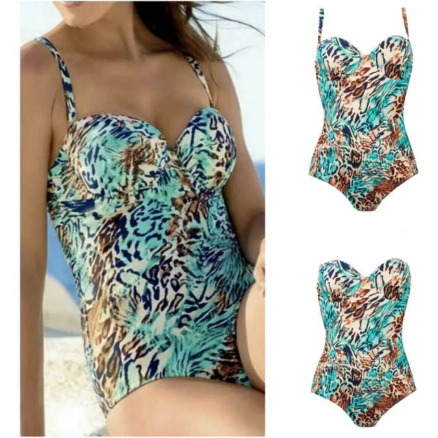 Naturana strapless swimming costume 32c swimsuit multiway underwired padded blue