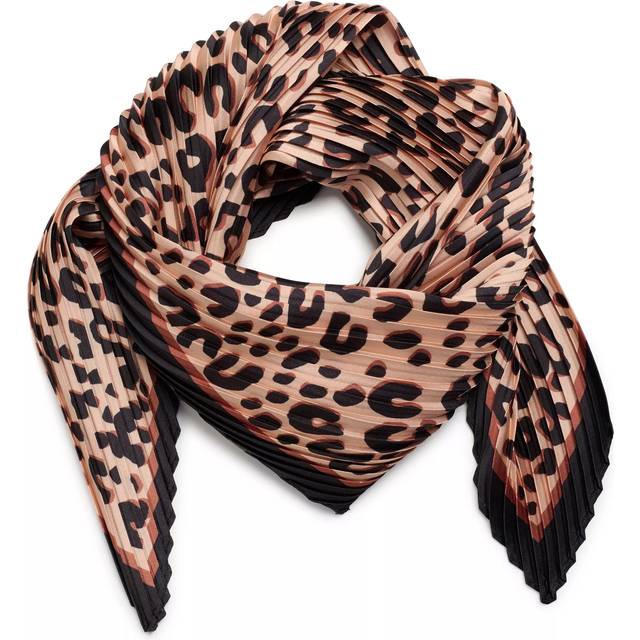 KAFFE Carol Leopard Print Scarf, Brown/Multi