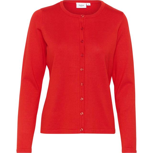 Saint Tropez A8661, Milasz Rneck Cardigan Dam Koftor & Cardigans Stl. XL - Från Magasin - Flame Scarlet (XL)